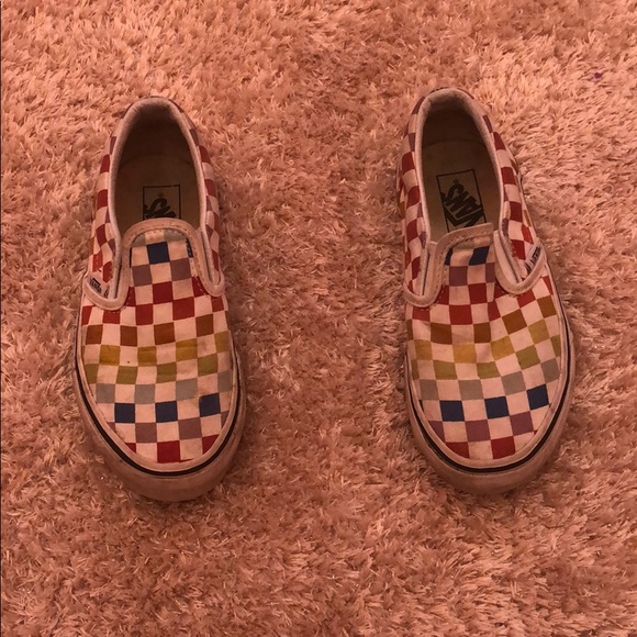 girls rainbow checkered vans